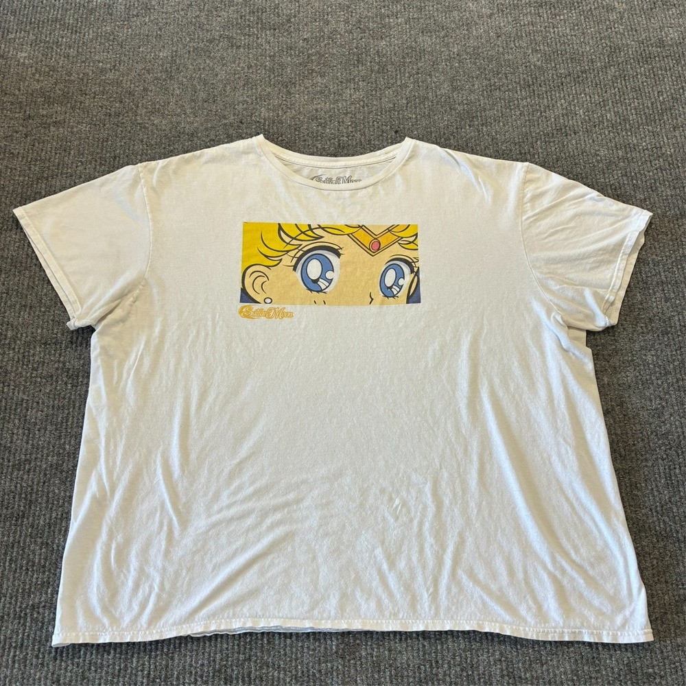 Sailor Moon Anime T-Shirt Mens 2XL Size White Graphic Usagi Eyes‎ Toei Animation